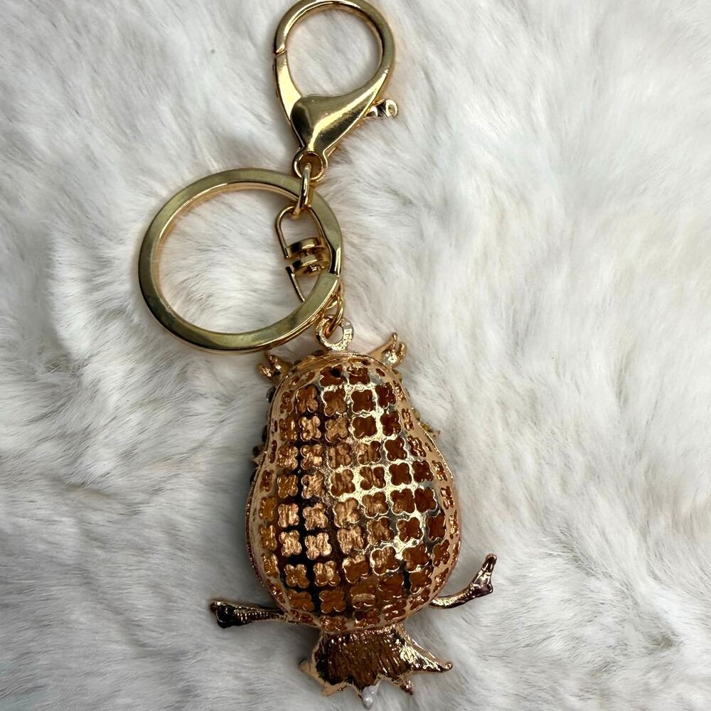 Cute Animal Owl Rhinestone Crystal Owl Keychain Fashion Charm Bag Charm - Picture 2 of 2